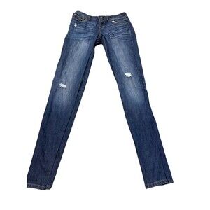 Victoria Secret VS Hipster Size 6 Long Distressed Medium Wash